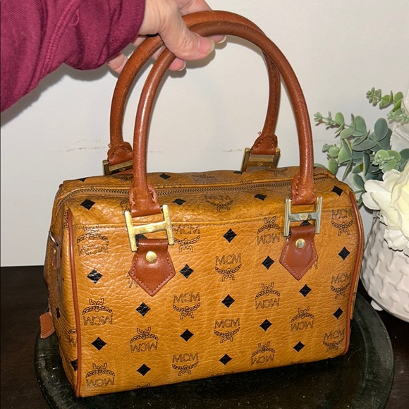 MCM Brown Satchel with Gold Accents - Picture 3 of 16